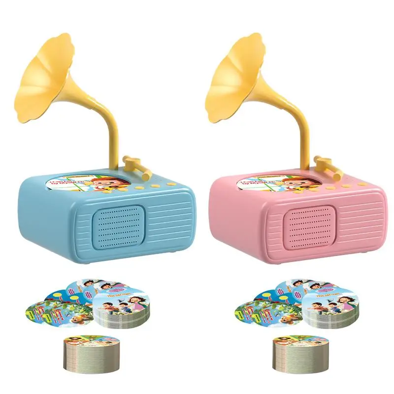 Toddler Gramophone Learning Toy Kids Phonograph Record With 96 Cards Children's Phonograph Story Music Player For Kids Boys