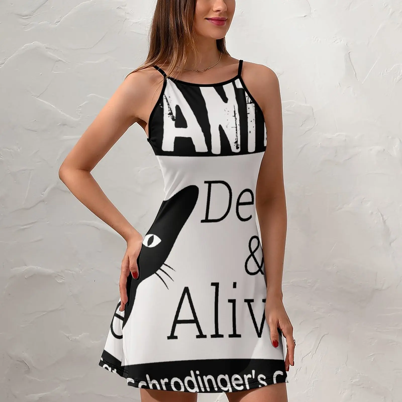 Wanted Erwin Schrodinger Cat 16 Funny Graphic Exotic  Woman's Dress  Women's Sling Dress Funny Sarcastic  Parties The Dress