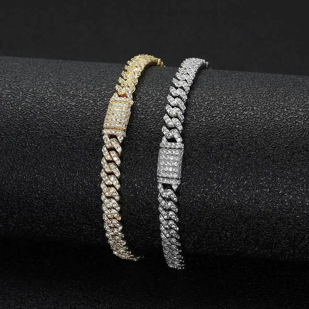 

Mens Bracelet Cuban Hip Hop 6mm Single Row Full Of Zircon Ice Out Necklace Jewelry