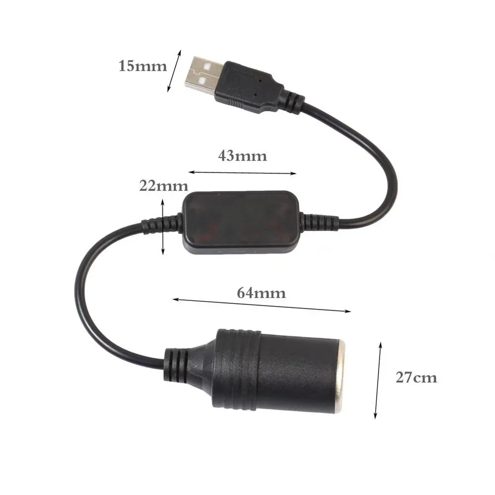 Auto Interior Accessories Plug Connector Adapter USB 5V To 12V Converter Adapter Wired Controller Charger Cable Socket