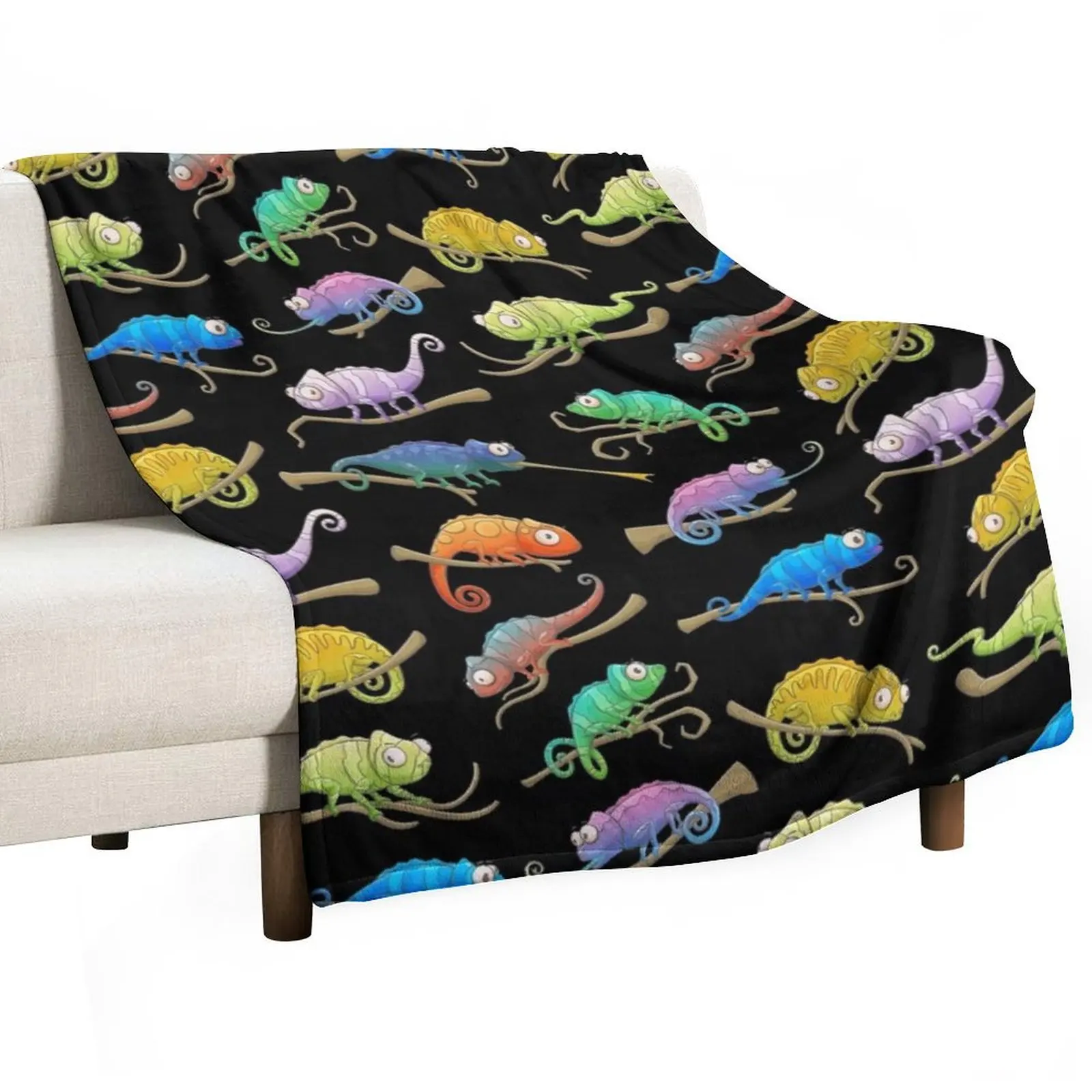 Rainbow Chameleon pattern Throw Blanket Bed Fashionable For Baby Luxury St manga Polar Soft Plaid Blankets