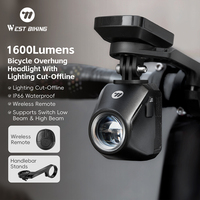WEST BIKING Bike Light 1600 Lumens High Brightness Wireless Remote Control Cycling  Front Light IP66 Waterproof Headlamp Lantern