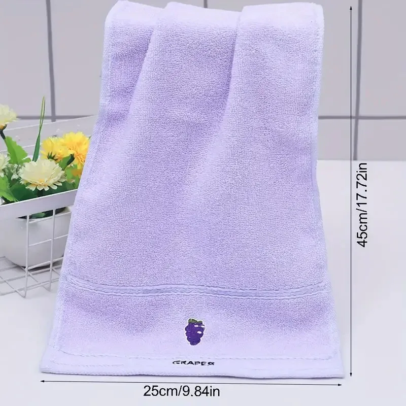 Fruit Themed Embroidered Hand Towels (Set of 5) - Soft Cotton Material, Ultra Absorbent & Quick-Drying for Face & Daily Use
