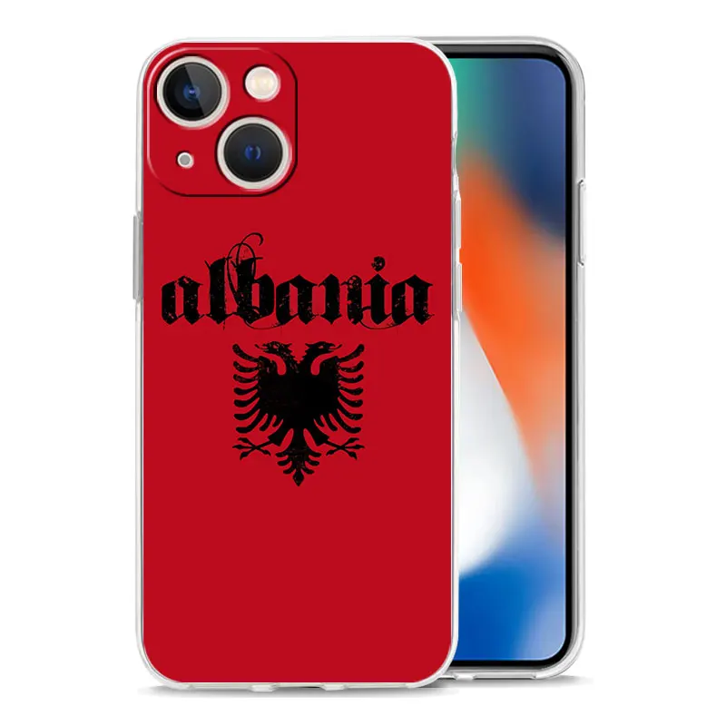 Albania Albanians Flag Luxury Phone Case For iPhone 15 16 14 13 12 11 Pro Max XS X XR SE 7 8 Plus TPU Clear Lens Protect Cover