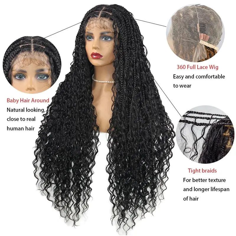 32 بوصة الاصطناعية كامل الدانتيل البوهيمي جديلة شعر مستعار أومبير شقراء فتاة جامعية شعر مستعار مجعد الشعر آلهة شعر مستعار مع ضفائر صندوق كورنو