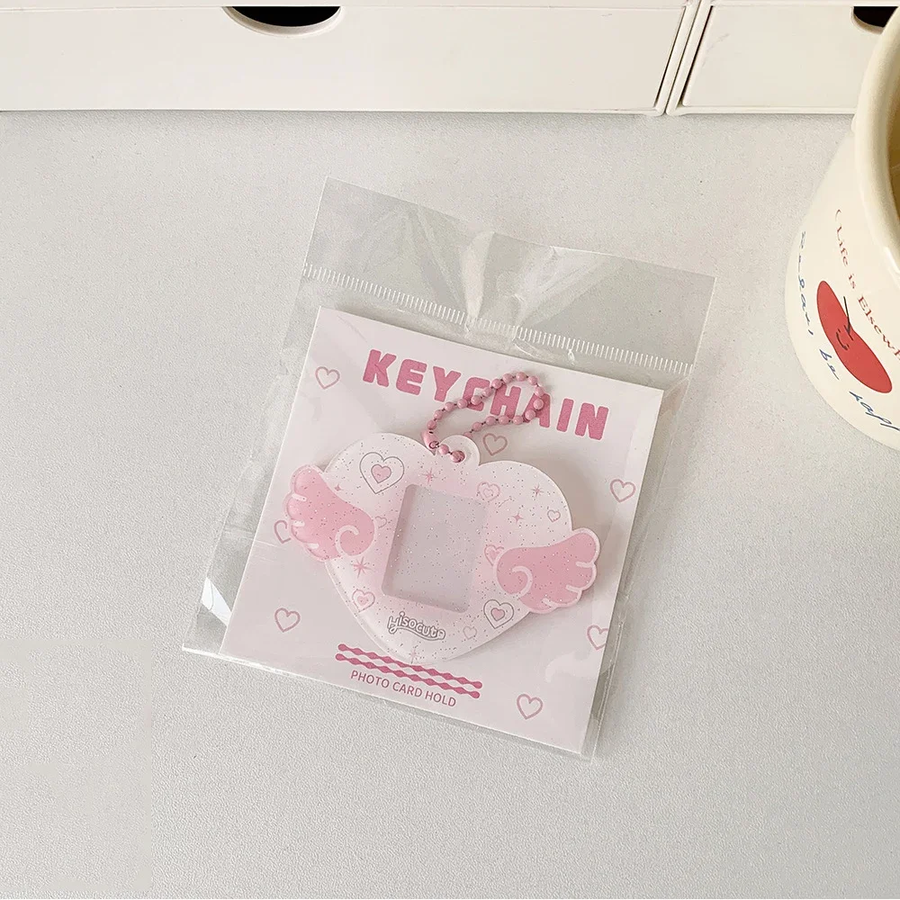 Tragbarer Fotokartenhalter aus Acryl mit glitzerndem Stern, Schlüsselanhänger, 2,5 cm, Ausweishülle für Studenten, Kpop Idol, Fototasche, langlebige Kartenaufbewahrung