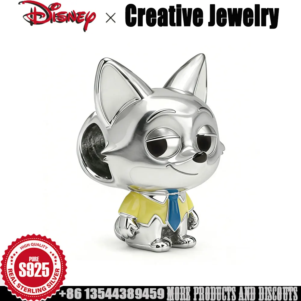

Disney 925 Silver Charm Zootopia Fox bead for snake chain Bracelet Child's Play cute cartoon Finnick Charm girls Jewelry Gift