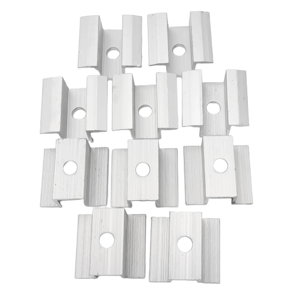 10Pcs Solar Middle Clamps for PV Panels For Frame Height 25-50MM Aluminum Alloy Solar Panel Mounting Hardware