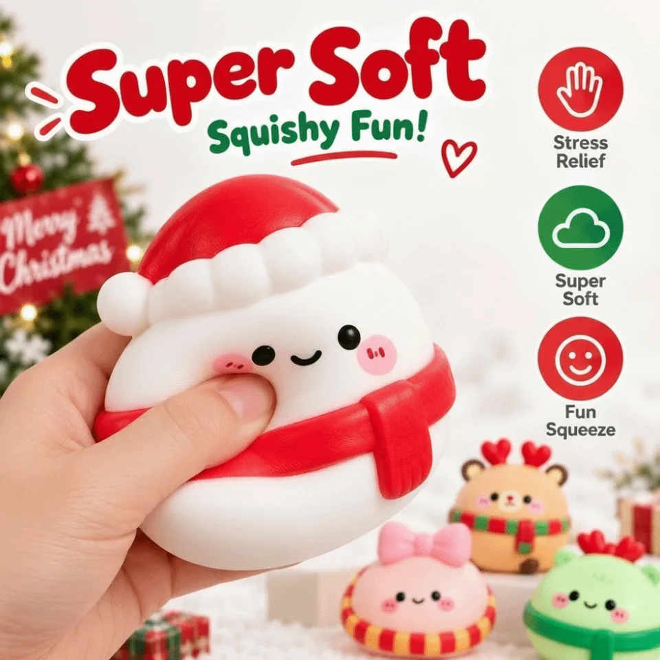Christmas Snowman Squishy Fidget Toy Soft Squeeze Stress Relief Toy Cute Snowman Elk Doll Christmas Gift Kids Xmas Party Favors