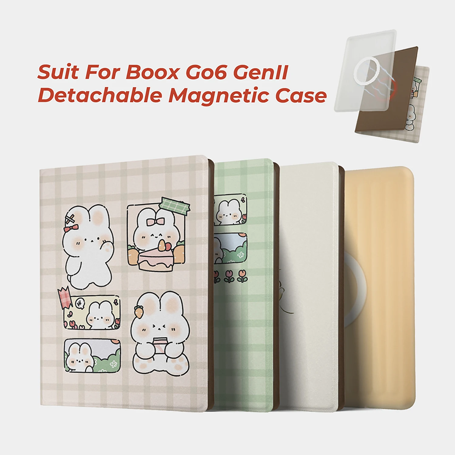 twosheep Cute E-Reader Case suit for Boox Go6 GenII Boox Poke7 6 Inch Detachable Magnetic Smart Auto Sleep Matte Folio Cover