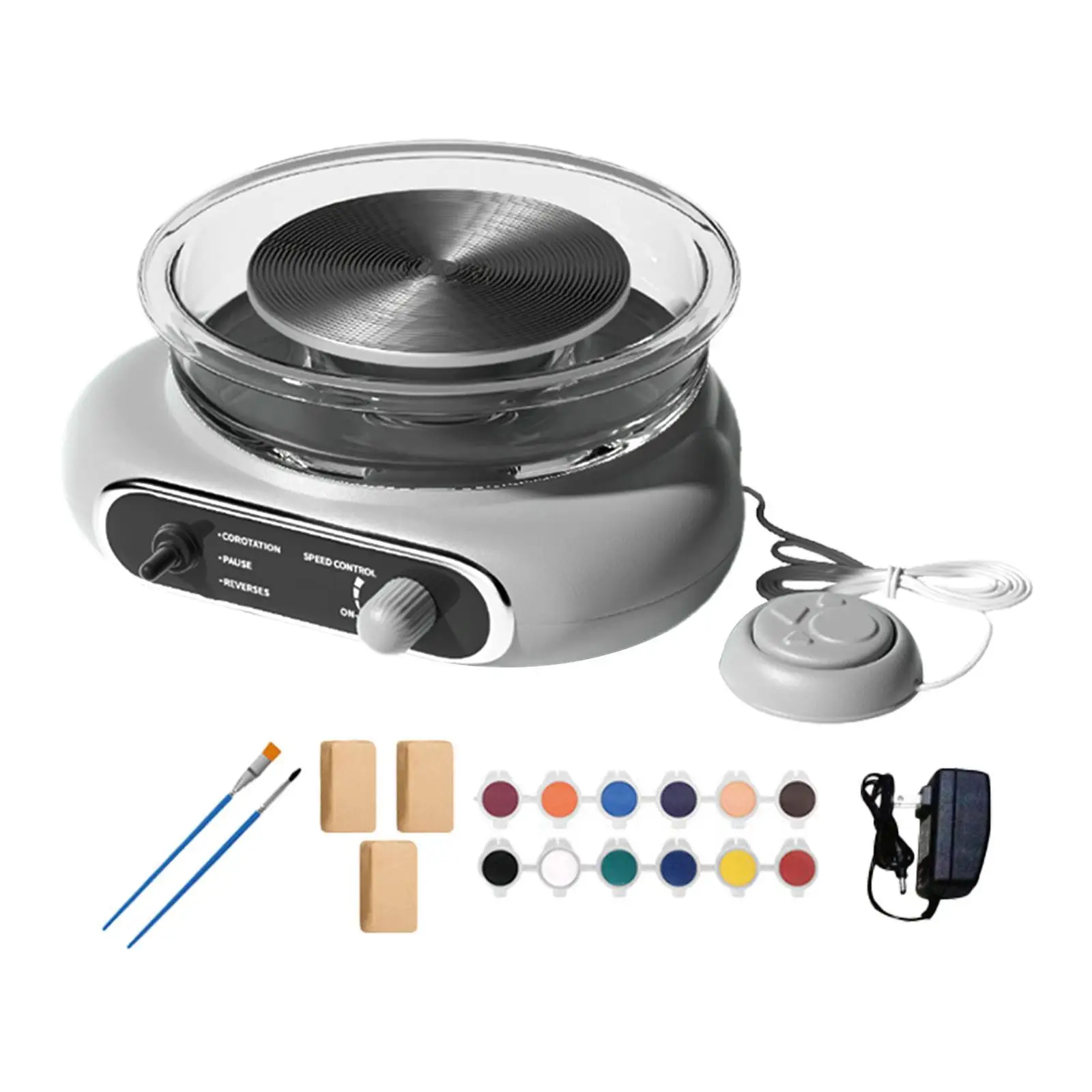 

Mini Pottery Wheel Kit Electric Pottery Machine Two Way Rotation Electric Clay Wheel for Children Adults DIY Craft Projects