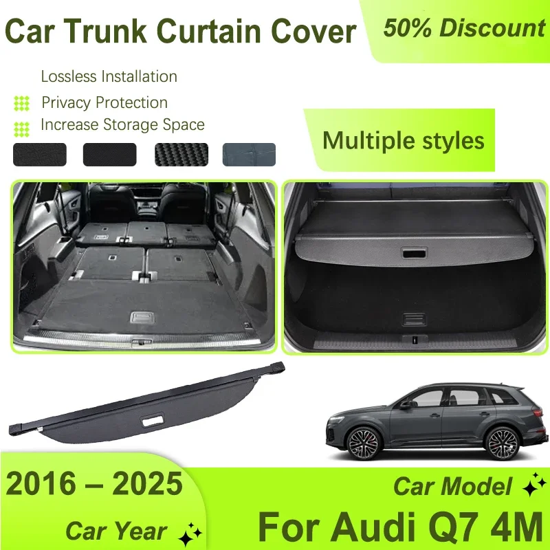 Car Trunk Storage Rack Covers For Audi Q7 4M 2016- 2025 Electric Manual Tailgate Retractable Cargo Liner Shelter Car Accessories