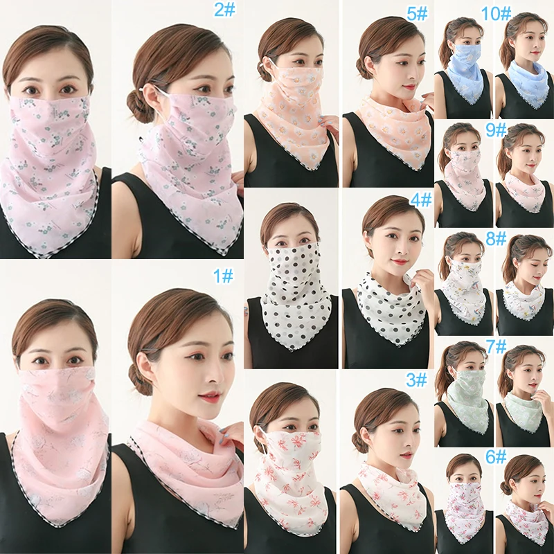 

1Pc Women Mask Scarf Sun Protection Mask Outdoor Riding Dustproof Cycling Running Ear Hangers Silk Scarf Handkerchief