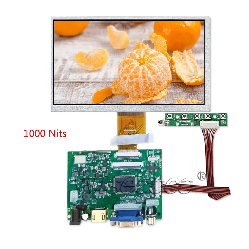 

7 Inch 1000 / 1200 Nits High Brightness LCD Screen 1024*600 40 Pin FPC HDMI-compatible VGA AV Keyboard Driver Board Outdoor Car