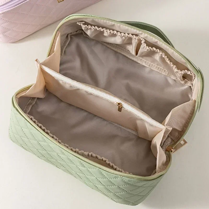 Borsa per il trucco delle donne borsa per cosmetici multifunzionale impermeabile borsa per il trucco di grande capacità in pelle Pu Organizer per