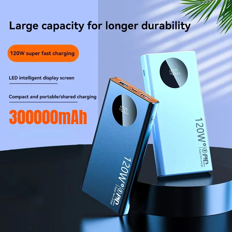 

50000mAH 120W Power Bank Super Fast Charging Battery Large Capacity Digital Display External Battery for IPhone Samsung Huawei