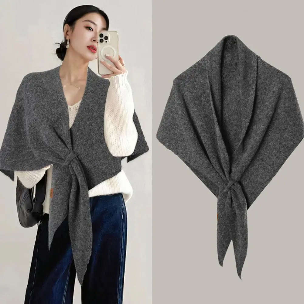 

Autumn and Winter Korean Version New Women's Neck Wrap Wool Blended Triangular Shawl Female Thickened With Knitted Warm Shoulder