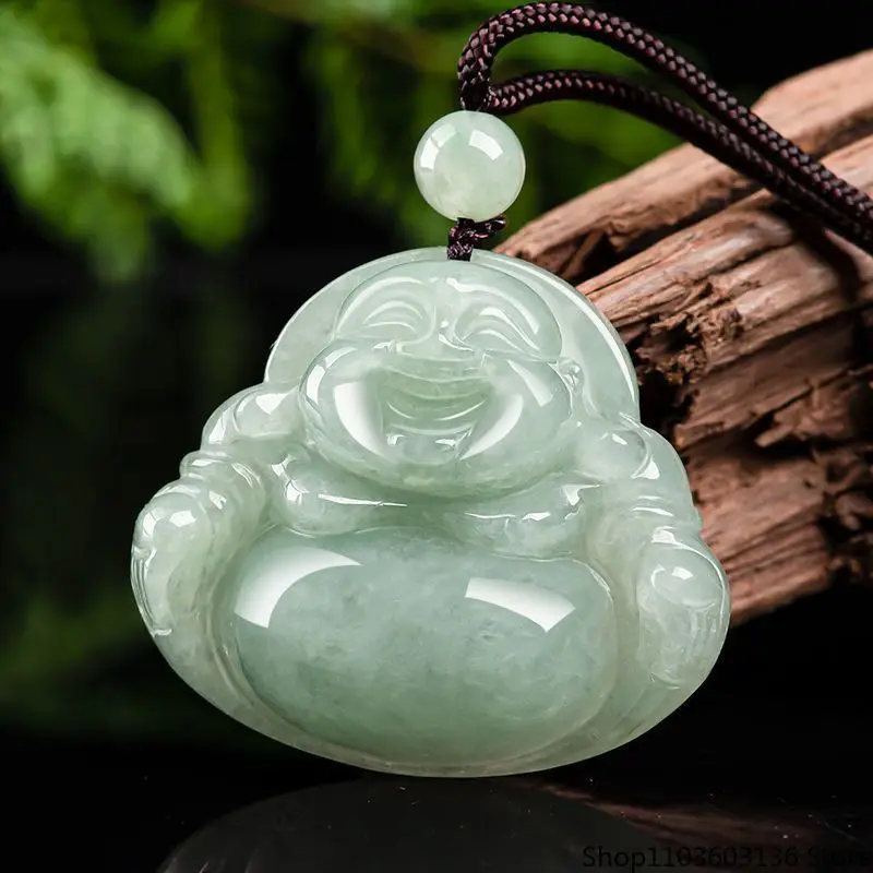 

Натуральный нефритовый Будда Нефритовый кулон Майтрейя Будда Смеющийся Будда Ожерелье Нефритовый кулон