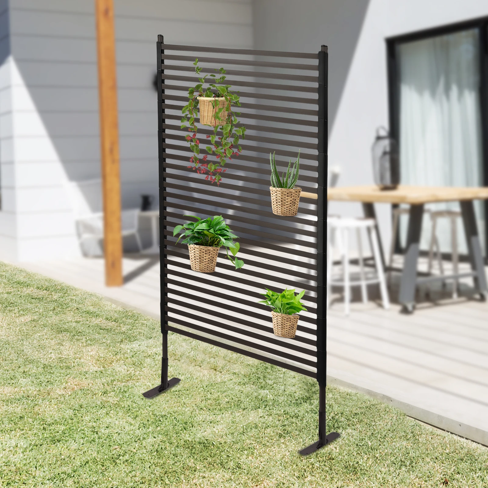

Brown Steel 90x180cm Privacy Screen with Standing Feet Outdoor Courtyard Partition Decorative Fence Screen Fence