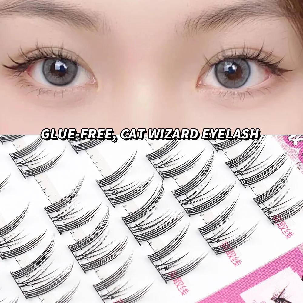 QSTY DIY Self Adhesive Eyelash Extension Fish Tail Flase Lashes Pre-Glued Lash 36 Bundles Natural Soft Eyelashes Volume Makeup