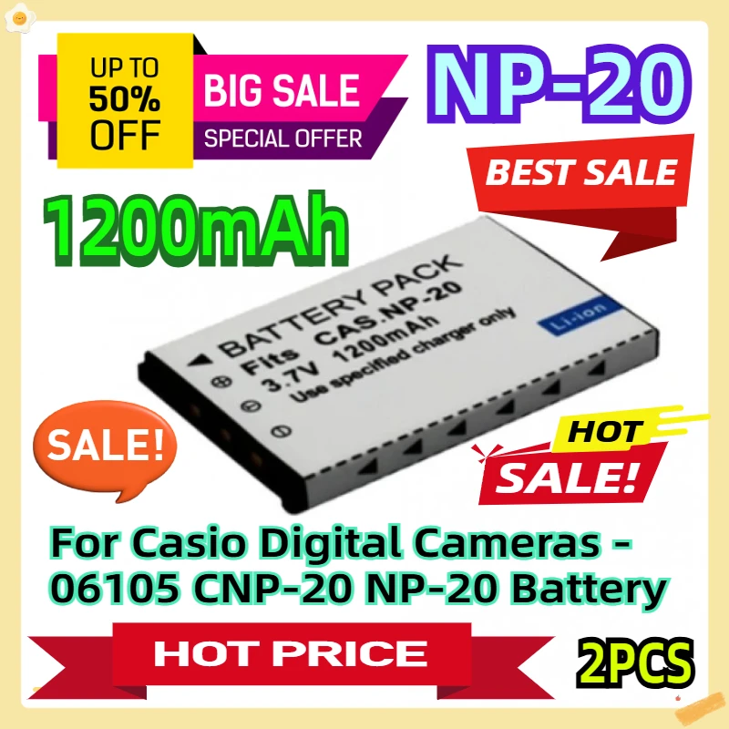 

For Casio Digital Cameras - 06105 CNP-20 NP-20 Battery 2pcs