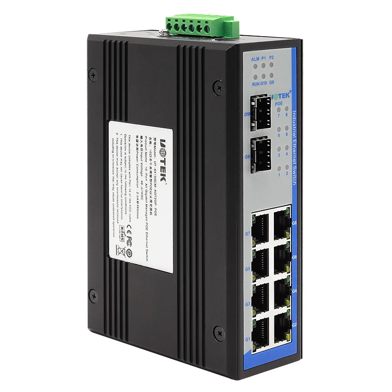 

UOTEK 10/100/1000 Base-T 10-портовый управляемый коммутатор Gigabit POE Ethernet с поддержкой высокой гибкости CLI Web UT-6410GCM-8GT2GP-POE
