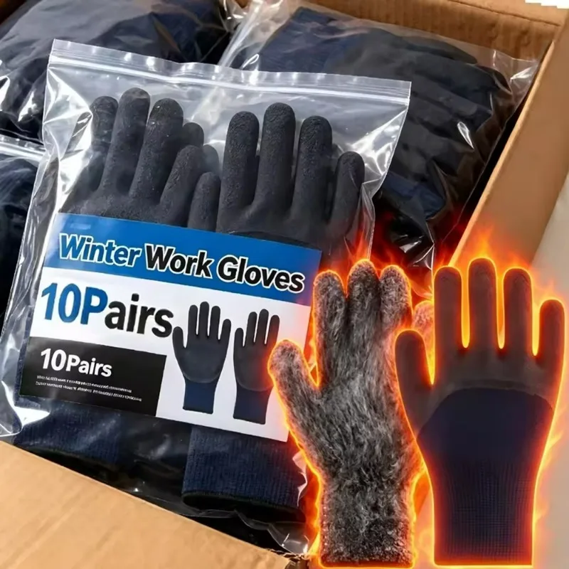 10-1pairs New Winter Waterproof and Warm Mechanical Gloves Suitable for Cold Weather Low Temperature Resistant Winter Fishing