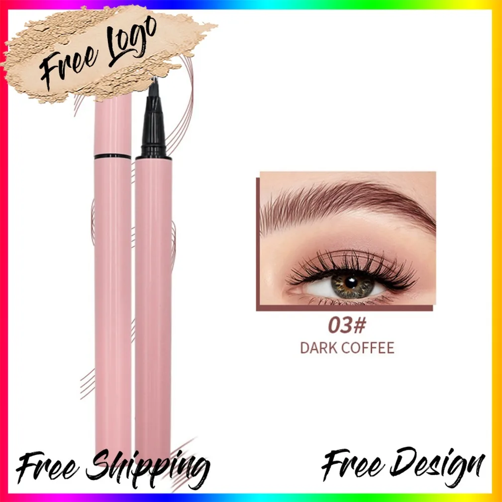 프라이빗 라벨 비건 스퀘어 리퀴드 워터 아이브로우 펜슬 (맞춤 로고 가능) 도매, 오래 지속되는 메이크업 4중 아이브로우 펜