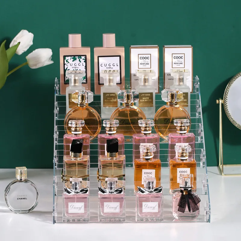 Perfume Storage Display Shelf Acrylic Step Clear Shelf Cosmetic Eye Shadow Nail Polish Desktop Organizer Toy Home Organizer