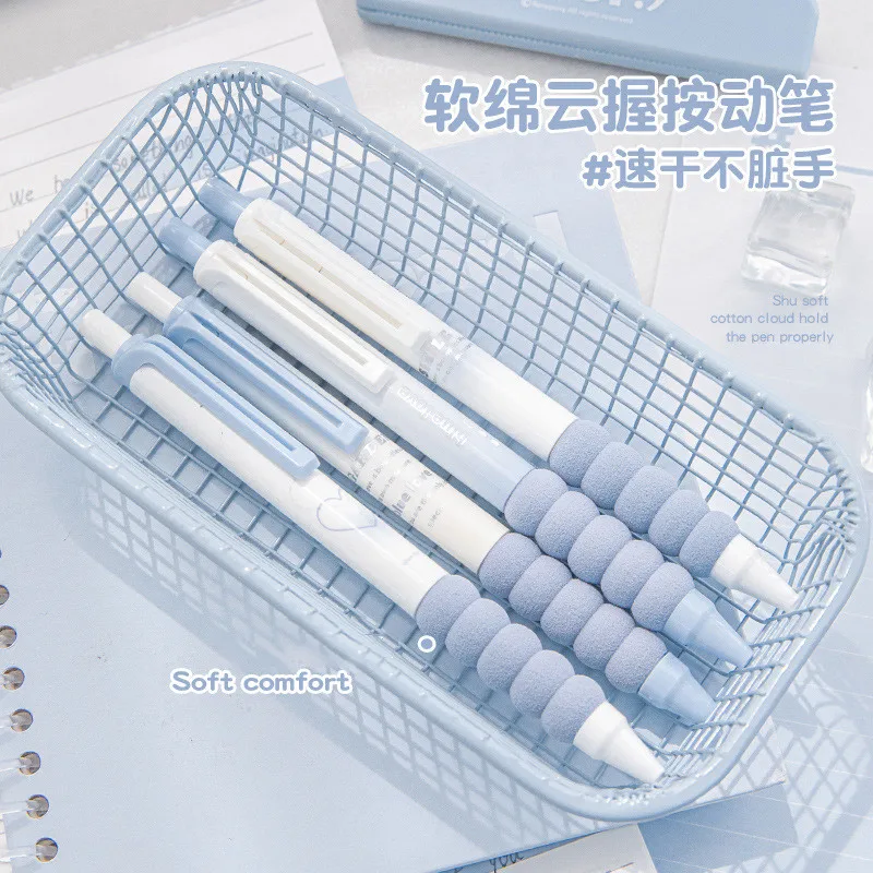 4pcs/set American Style Gel Pen Blue Purple Solid Color Series Stationey Gel Pen Lovely 0.5mm Black Ink Student Scrapbook Pen