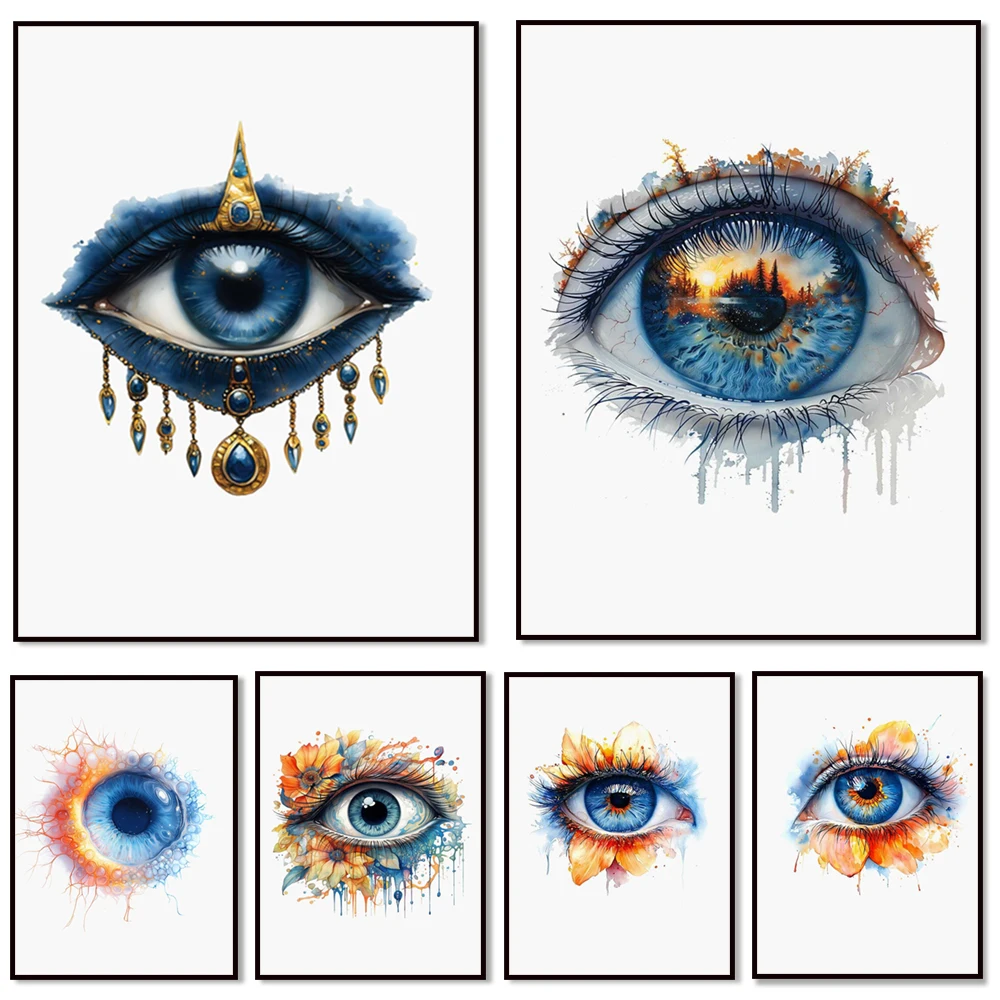 Watercolor eye anatomy illustration, healing iris symbol, pupil clinic visual design, eyeball, eye structure, optometrist poster