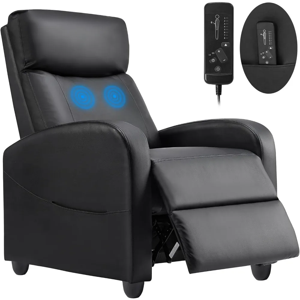 Silla reclinable de masaje para adultos, sillón reclinable de cuero PU, cómodo, ajustable, para cine en casa