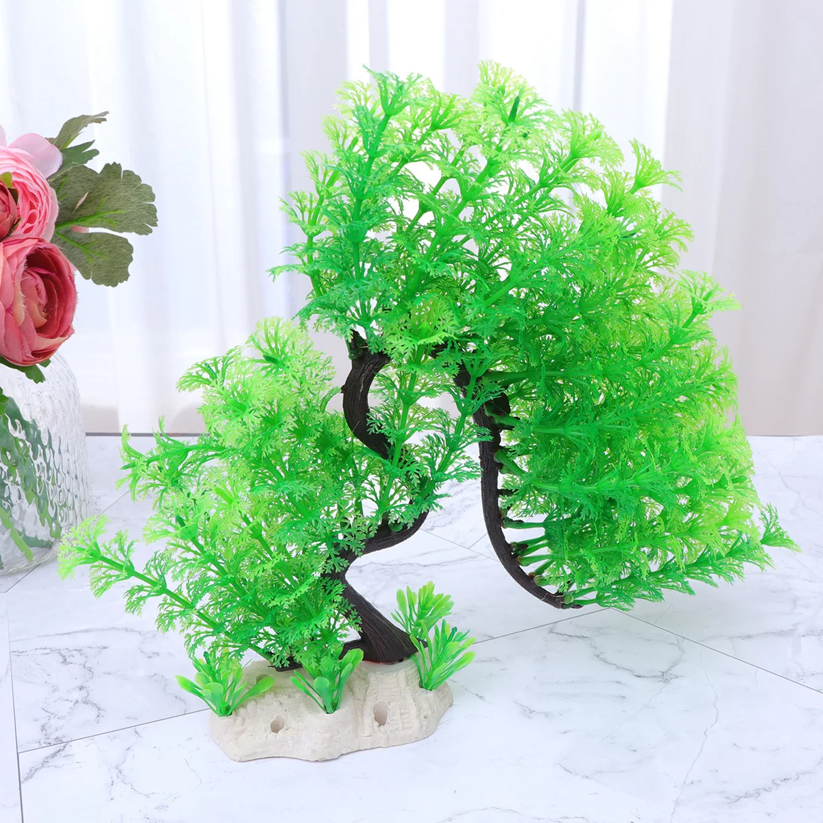 

Realistic Artificial Aquarium Water Plant Tree Ornament For Fish Tank Decoration Natural Bent Design Safe Fresh Salt Water