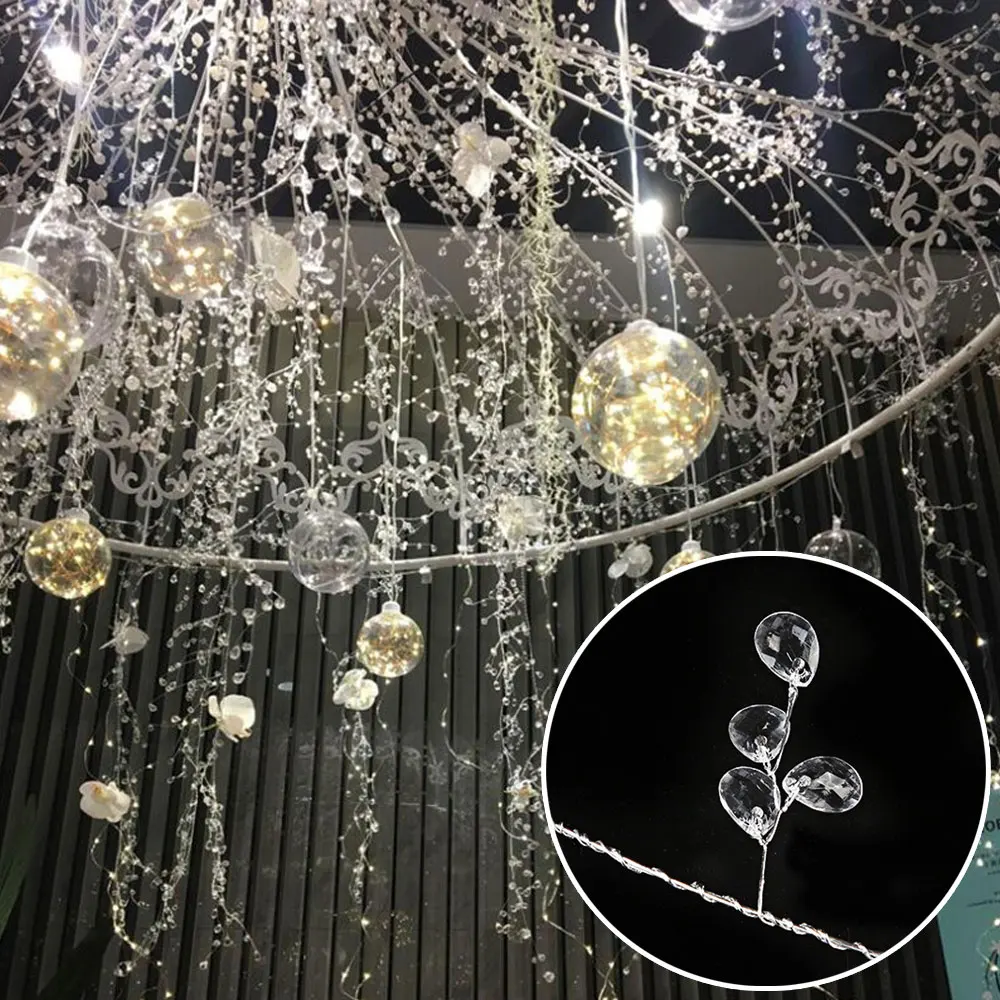 150cm Acrylic Crystal Beads Curtain Garland Droprain Bead Branch String Crystal Bead Wedding Party Christmas Decoration Supplies