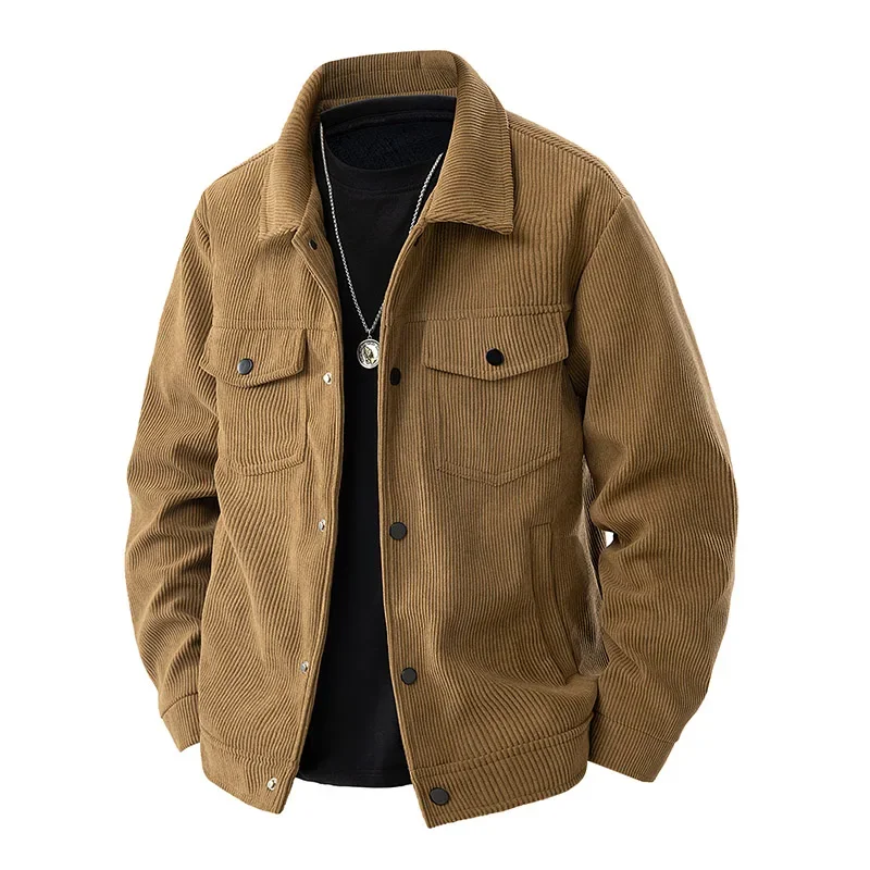 

Casual Jacket Men Comfortable Jackets Turn Down Collar Solid Coats Men's Windproof Autumn Outwear Brand Fashion Corduroy Jackets