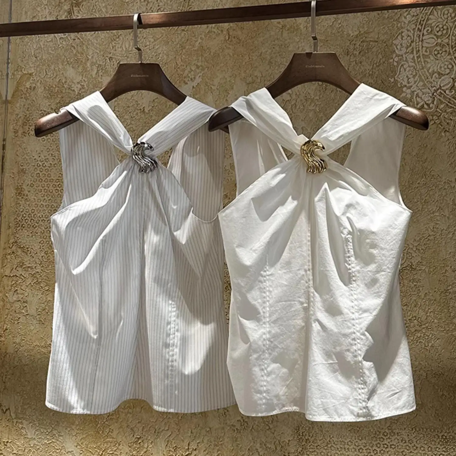 أوصى الأبيض الصليب عقدة Ne شنقا Svel irt سترة المرأة الصيف Faion تصميم الرغبة النقية حجم صغير #1