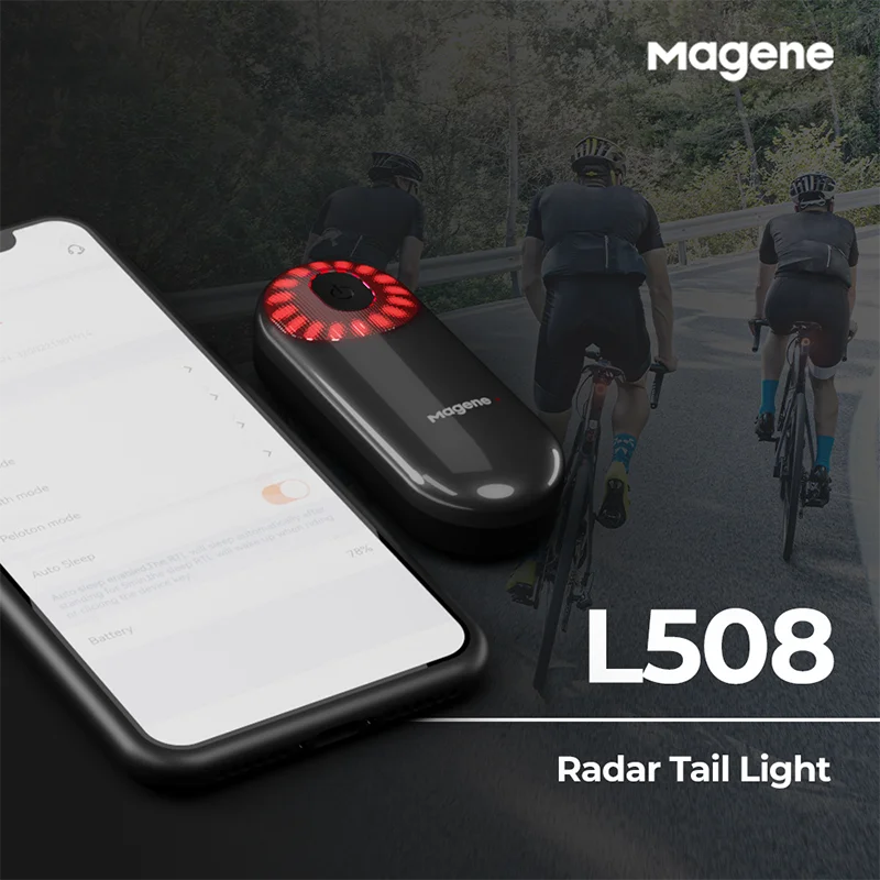 Magene Radar Bike Tail Light L508 Bicycle Rear Brake Sensing Lamp Saddle Seatpost ChargingEbike Waterproof LED Cycling Taillight