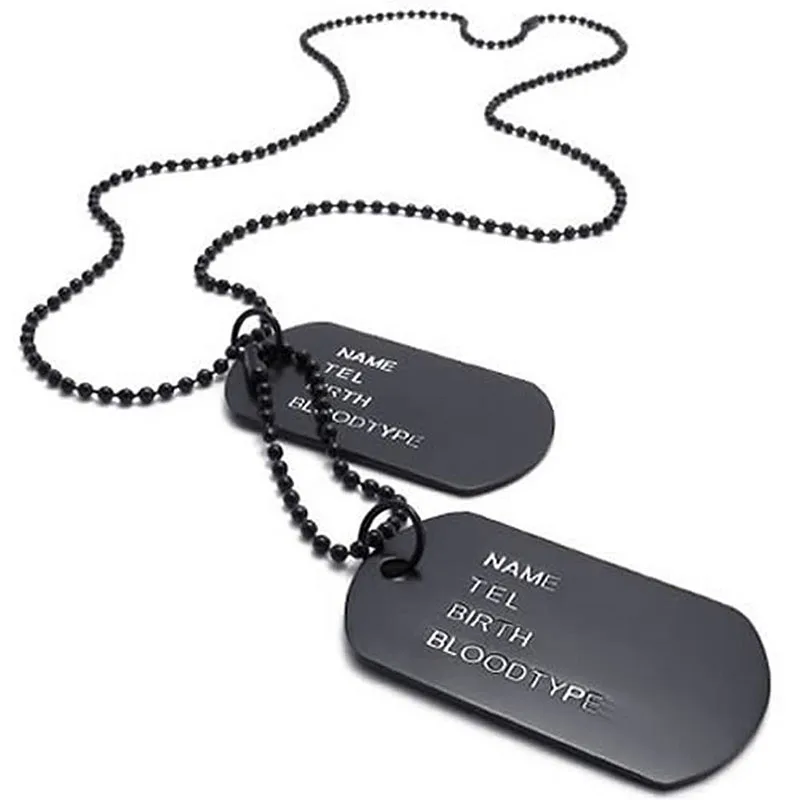 

Durable Men Chain 68cm Platelets Army Dog Tag Style Army League Black Jewelry Pendant Necklace (with Gift Bag)
