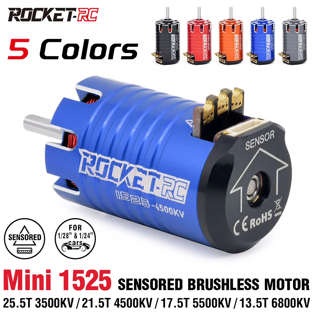 ROCKET-RC MINI 1525 Sensored Brushless Motor 3500KV 4500KV 5500KV 6800KV For 1/28 1/24 Mini Remote Control Cars (Mosquito Cars)