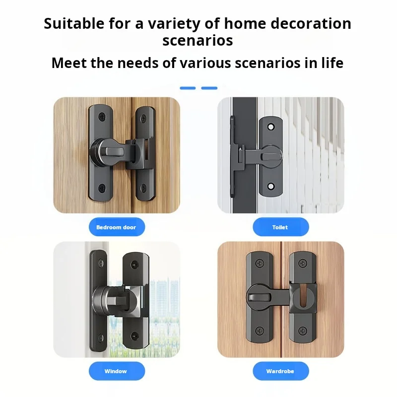 لا اللكم دبوس مزلاج الباب سبائك الألومنيوم قفل مشبك سطح تركيب الحمام قفل الباب المنزلق فندق مكافحة سرقة الباب Buckl