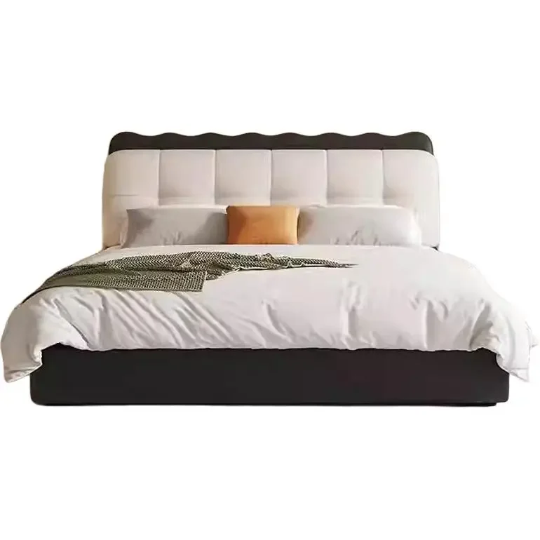 

French style, leather bed, master bedroom 1.8 meters, high-end atmosphere, multi-function, drawer storage