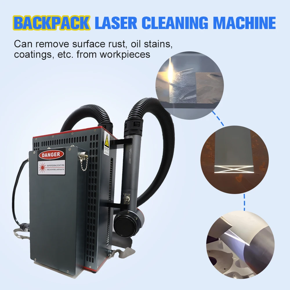 Dmk 2025new tipo mochila máquina de limpeza a laser de pulso 100w 200w 300 tamanho pequeno pistola de limpeza multifuncional fonte laser jpt