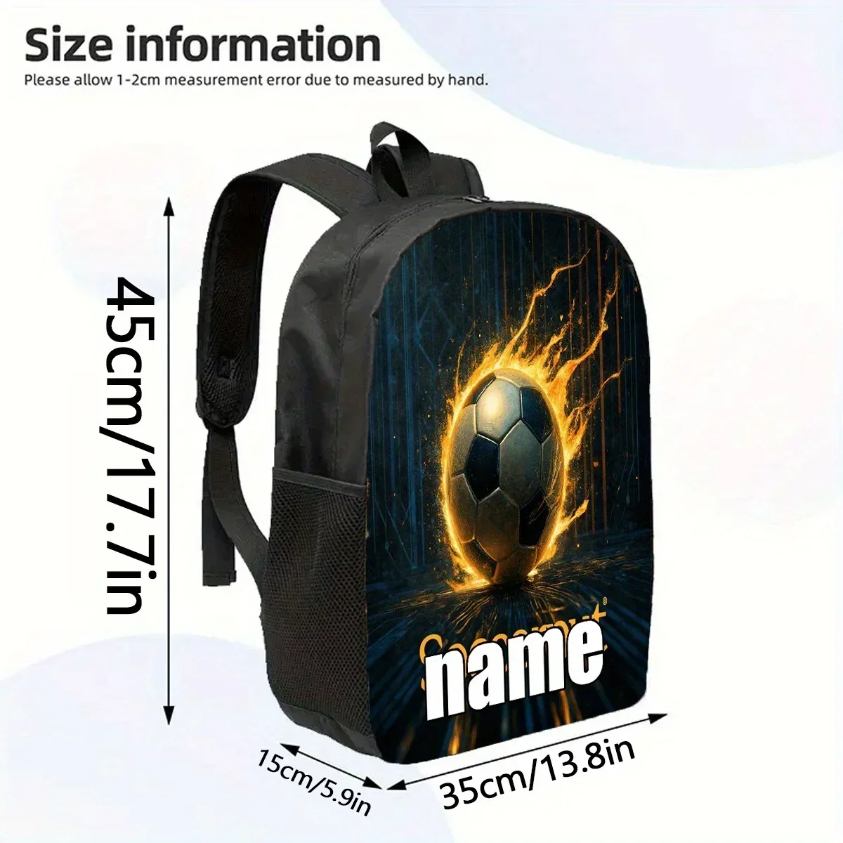 Custom Bag 1pc Customizable Text Soccer Backpack, Personalized Name Backpack, Large Capacity 17-Inch Casual Backpack Laptop Bag