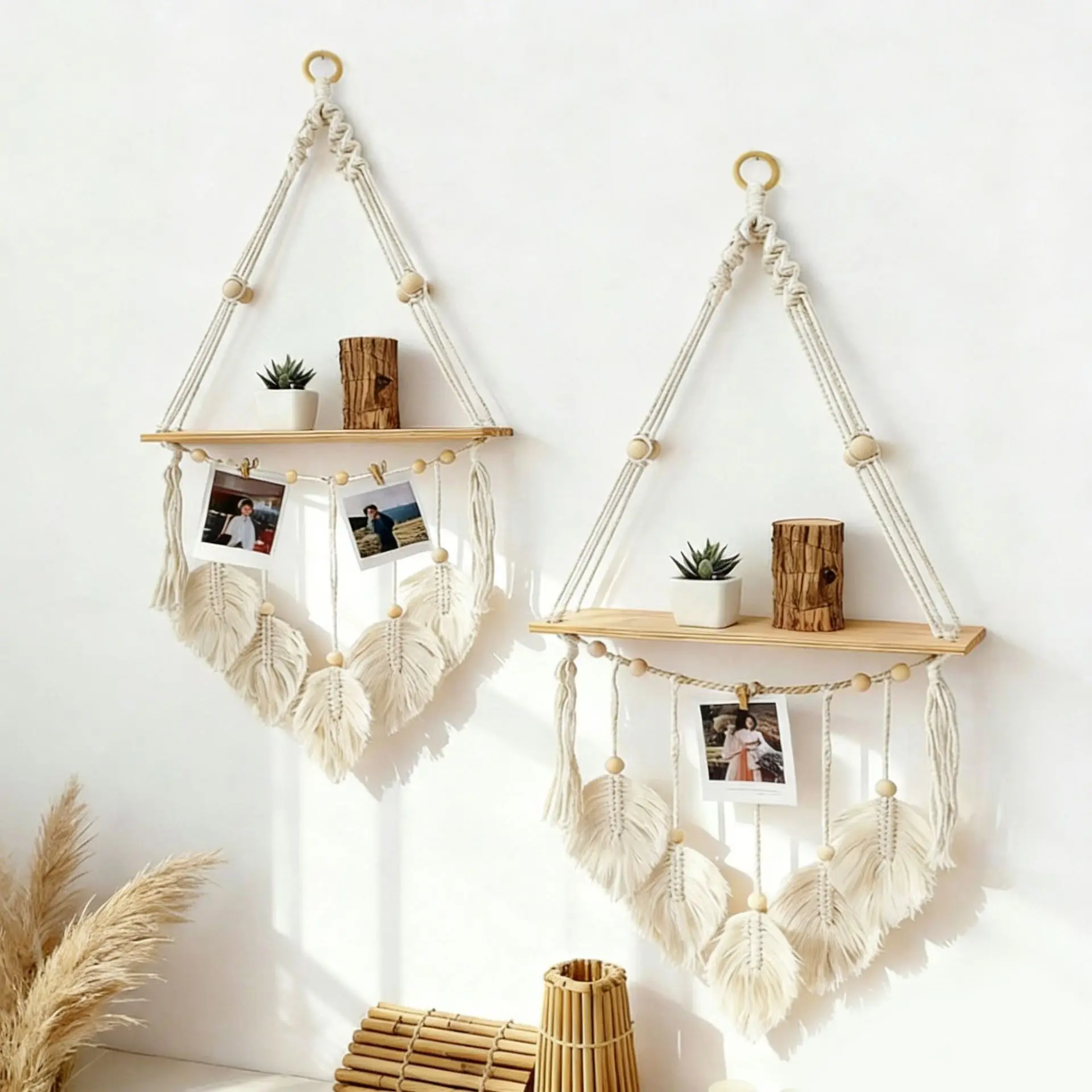 Handgewebter Bohemian Wandbehang Wandteppich Pflanzenregal Deko Aufbewahrungsorganizer