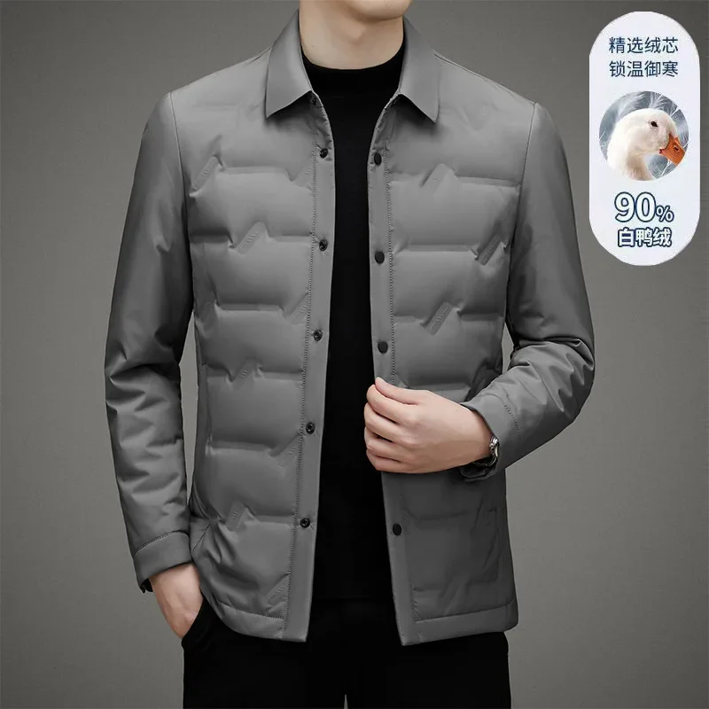 2025 men's light down jacket, new in autumn, lapel trendy down jacket