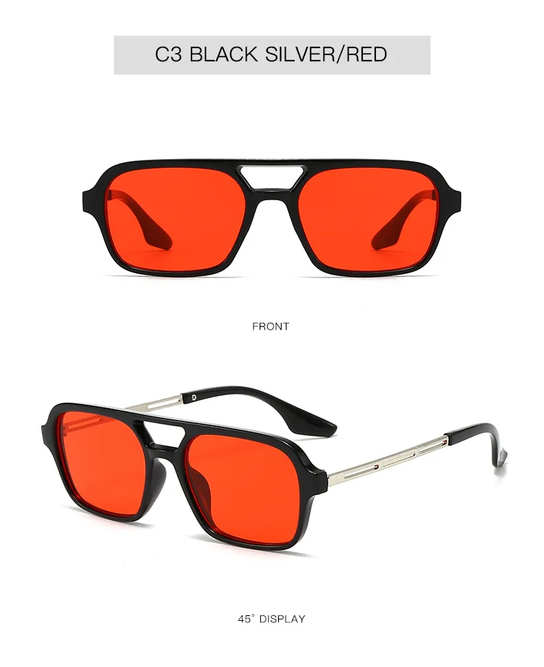 Vintage quadratische Sonnenbrille für Damen und Herren, rechteckige Sonnenbrille, ovale Sonnenbrille für Damen und Herren – Detail 8