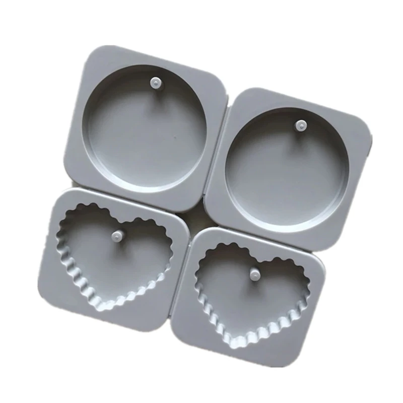 Round Heart Shape Aromatherapy Silicone Mold DIY Baking Tools For Soap Wax Candle 4 Holes Molds H293