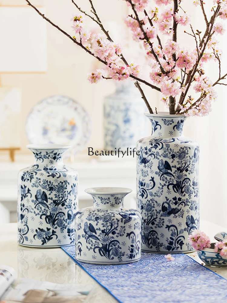 New Chinese Style Home Hallway Ceramic Vase Decoration Living Room Flower Arrangement Decoration