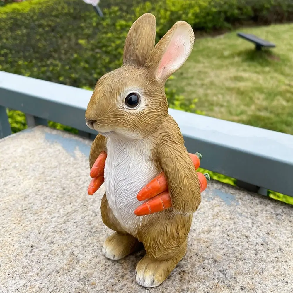 Desktop Ornament Resin Rabbit Figurine Cute Handicraft Bunny Statue Cartoon Simulated Animal Sculpture Easter