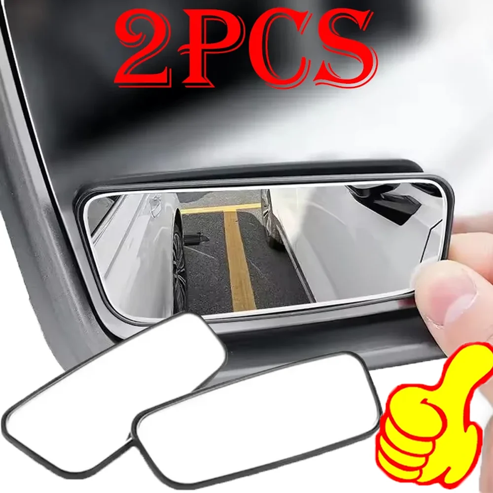

2pcs Car Auxiliary Rearview Mirror Multifunctional 360 Degree Adjustable Oval Convex Mirror Wide Angle Mirror Auto Accessories